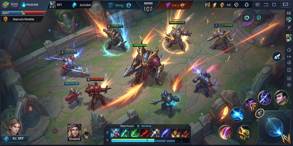 Tampilan aksi intens gameplay MOBA di 5RT.