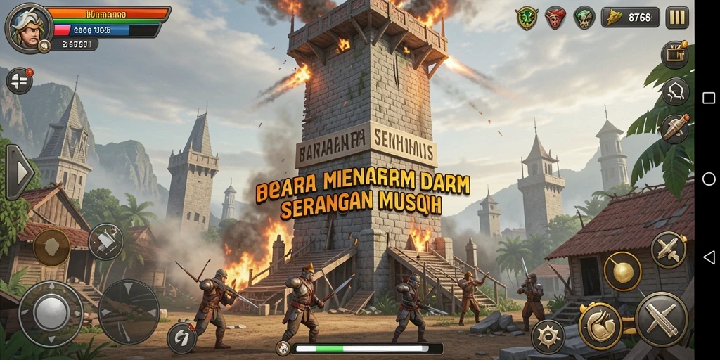 Gameplay seru dan menegangkan di dalam Tower Defense 8768.