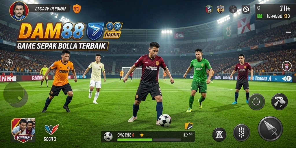 Screenshot permainan <strong>DAM88</strong> menampilkan laga sengit di lapangan sepak bola.
