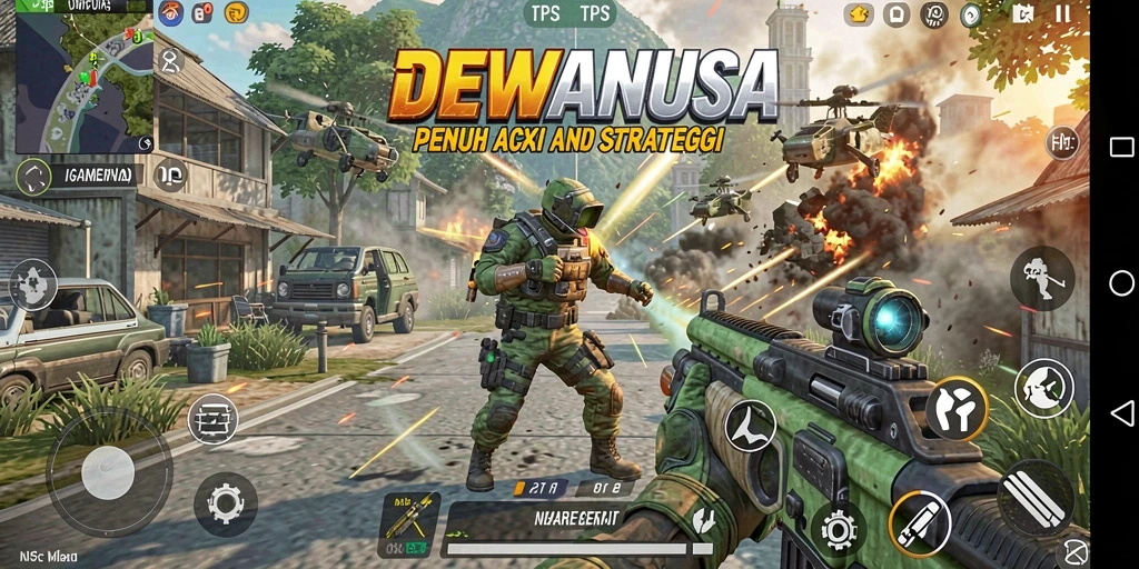 Tampilan gameplay seru dalam DEWANUSA dengan aksi tembak-menembak yang memukau.