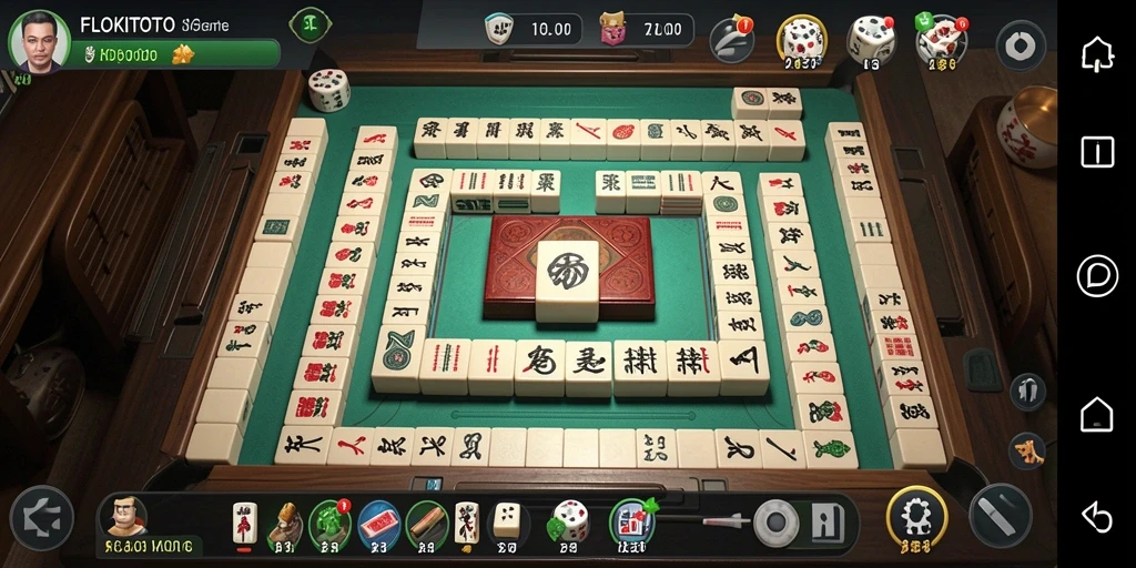 Tampilan gameplay seru dalam FLOKITOTO yang menampilkan tantangan Mahjong.