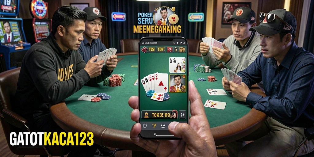 Tampilan gameplay menarik dalam GATOTKACA123 menampilkan aksi poker yang seru.