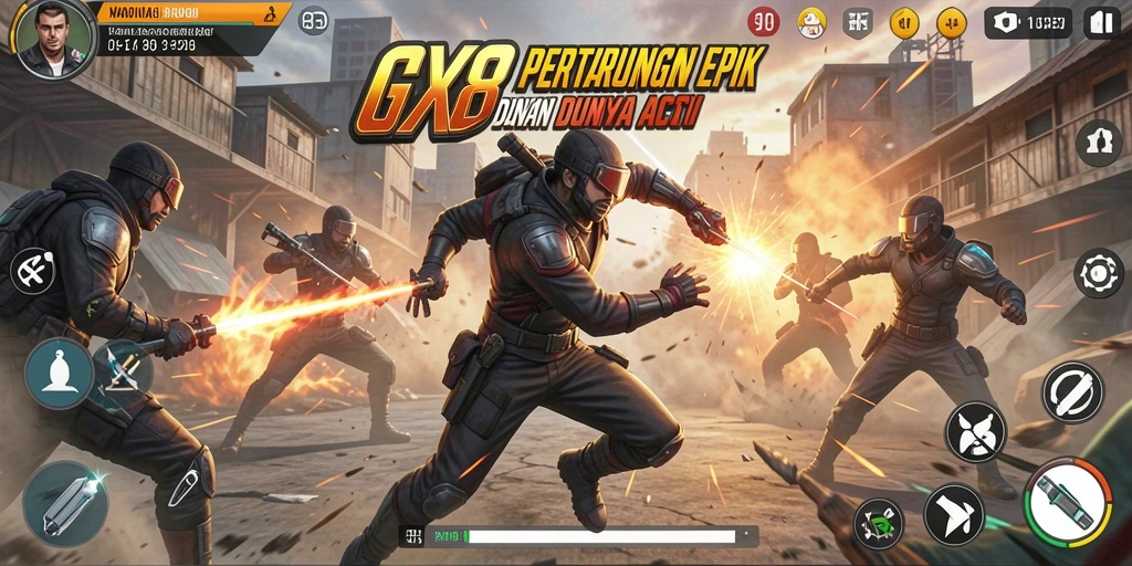 Gameplay GX88 yang penuh aksi dengan pertarungan mendebarkan.