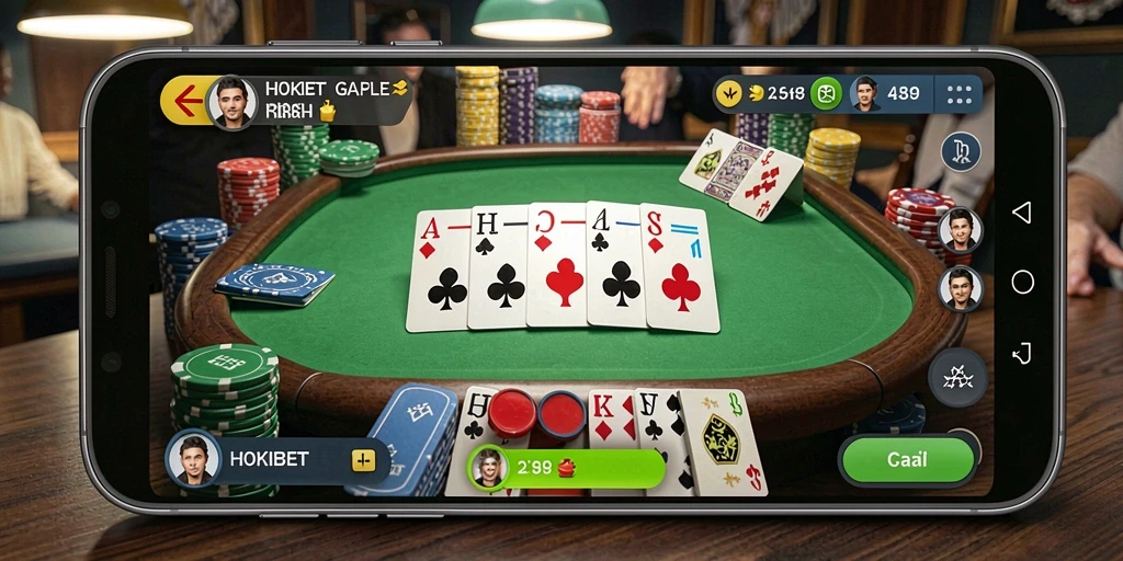 Tampilan gameplay menarik di HOKIBET dengan kartu Gaple.