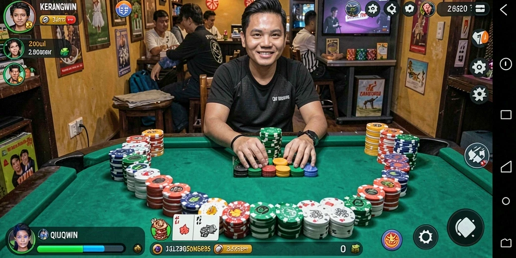 Tampilan menarik dari gameplay QiuQiu KERANGWIN yang seru.