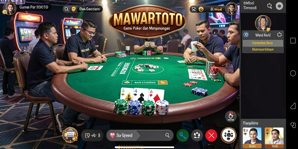 Tampilan menarik dari gameplay poker di MAWARTOTO.