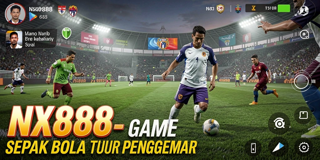 Tampilan permainan NX888 dengan aksi sepak bola yang mendebarkan.