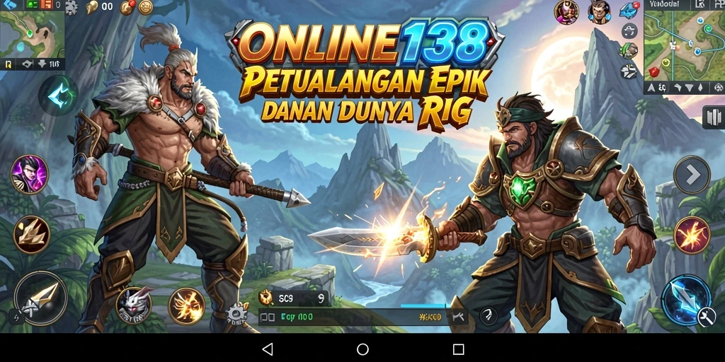 Screenshot utama menunjukkan pertempuran yang mendebarkan di dalam game RPG.