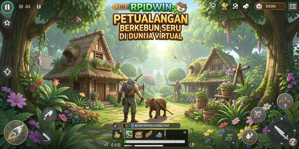 Screenshot RPIDWIN menunjukkan gameplay seru saat berkebun dan panen.