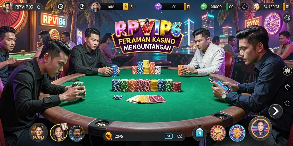 Screenshot gameplay RPVIP6 menampilkan suasana kasino yang hidup dan mendebarkan.