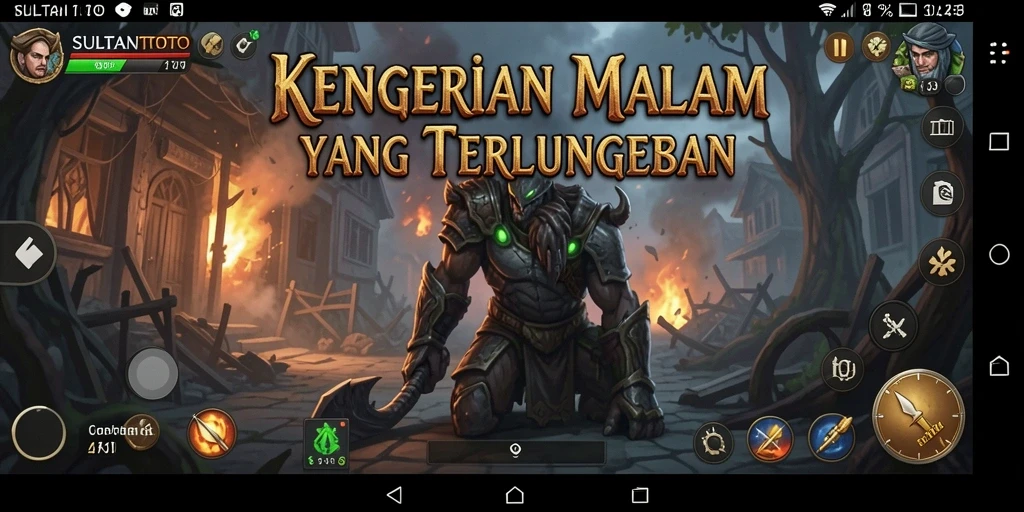 Screenshot gameplay SULTANTOTO menampilkan momen menakutkan dalam kegelapan.