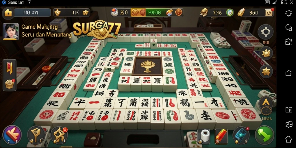 Screenshot gameplay SURGA77 menampilkan momen seru saat bermain Mahjong.