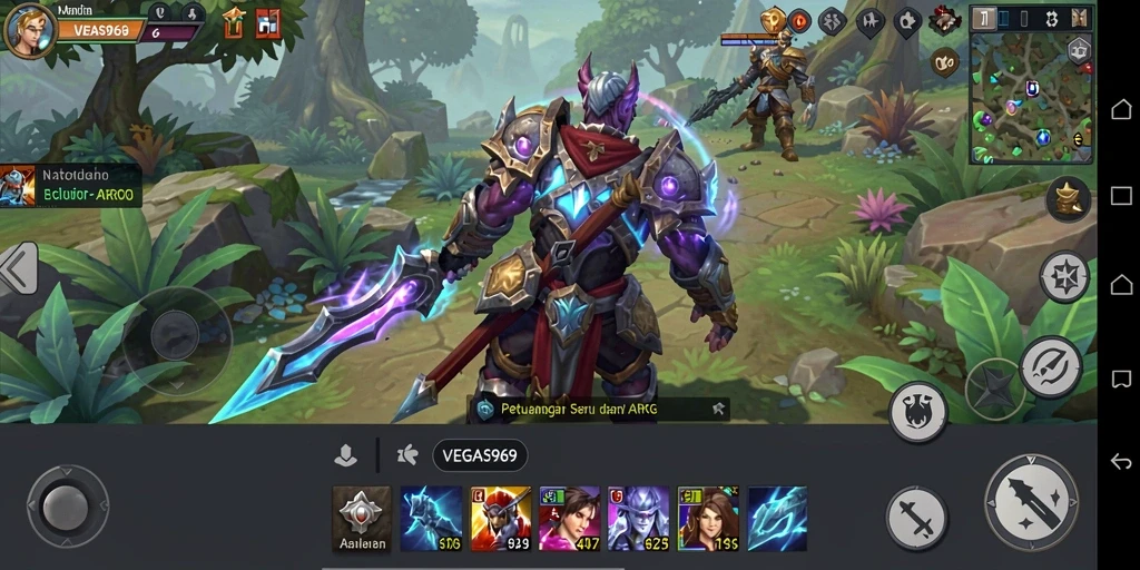 Tampilan seru gameplay RPG dengan karakter dan monster menarik.