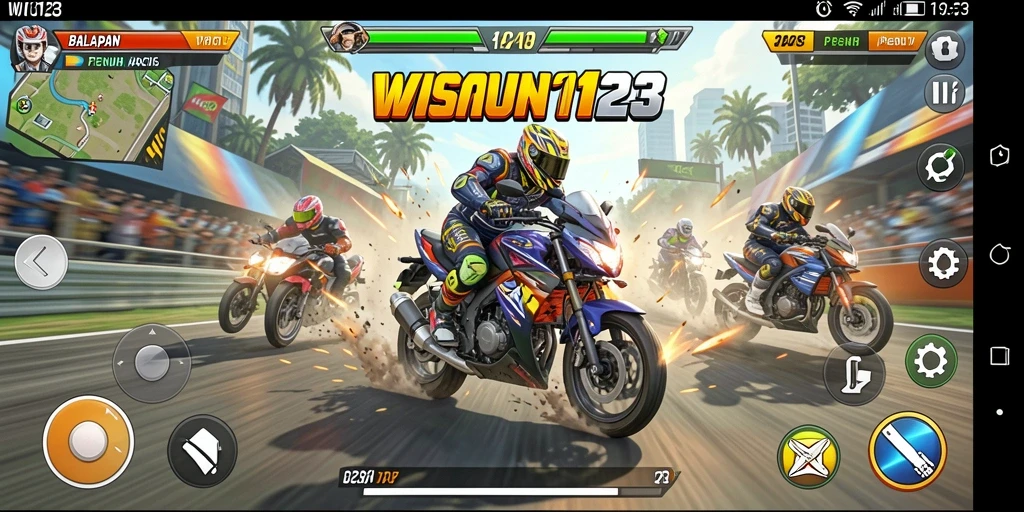 Tampilan aksi balapan motor yang mendebarkan di WISNU123.